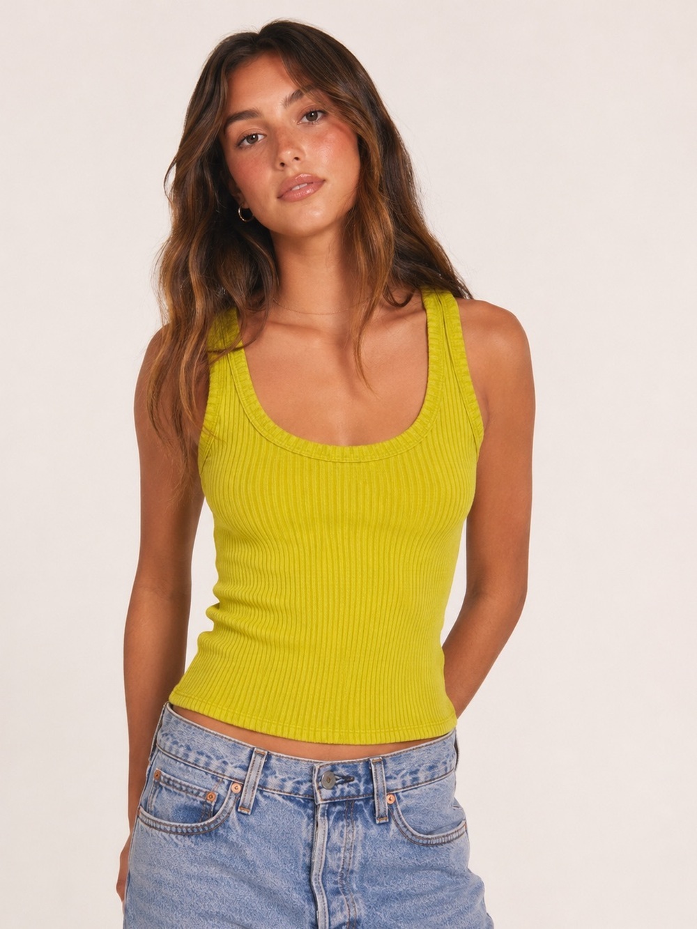 NWT American Eagle Green Ribbed Scoop Tank Size S
